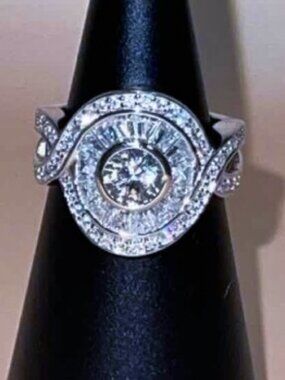 New Tova 925 Heavy Sterling Sparkling Stones Statement Cocktail Ring 7.5